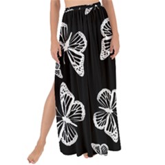 Black And White Butterfly Pattern Maxi Chiffon Tie-up Sarong by SpinnyChairDesigns