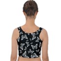 Black and White Butterfly Pattern Velvet Crop Top View2