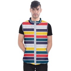 Horizontal Colored Stripes Men s Puffer Vest by tmsartbazaar