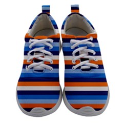 Ocean Blue Stripes Athletic Shoes by tmsartbazaar