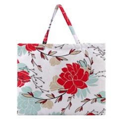 Floral Pattern  Zipper Large Tote Bag by Sobalvarro