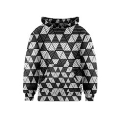 Black And White Triangles Pattern Kids  Pullover Hoodie by SpinnyChairDesigns