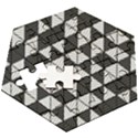 Black and White Triangles Pattern Wooden Puzzle Hexagon View3