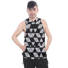 Black And White Triangles Pattern Men s Sleeveless Hoodie by SpinnyChairDesigns