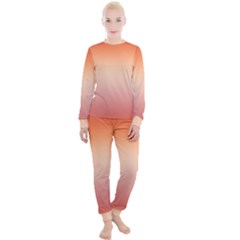 Vermilion Coral Sunset Gradient Ombre Women s Lounge Set by SpinnyChairDesigns