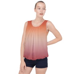 Vermilion Coral Sunset Gradient Ombre Bubble Hem Chiffon Tank Top by SpinnyChairDesigns