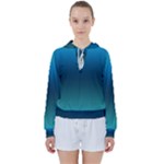 Blue Teal Green Gradient Ombre Colors Women s Tie Up Sweat