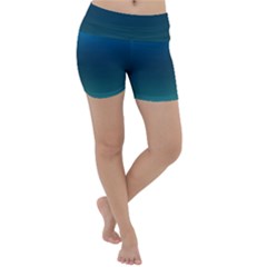 Blue Teal Green Gradient Ombre Colors Lightweight Velour Yoga Shorts by SpinnyChairDesigns