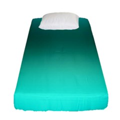 Teal Turquoise Green Gradient Ombre Fitted Sheet (single Size) by SpinnyChairDesigns