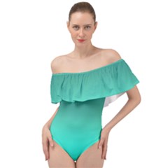 Teal Turquoise Green Gradient Ombre Off Shoulder Velour Bodysuit 