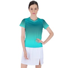 Teal Turquoise Green Gradient Ombre Women s Sports Top by SpinnyChairDesigns