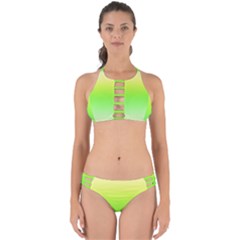 Lemon Yellow And Lime Green Gradient Ombre Color Perfectly Cut Out Bikini Set by SpinnyChairDesigns