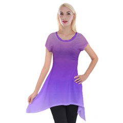 Plum And Violet Purple Gradient Ombre Color Short Sleeve Side Drop Tunic by SpinnyChairDesigns