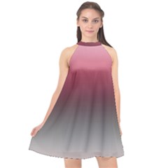 Blush Pink And Grey Gradient Ombre Color Halter Neckline Chiffon Dress  by SpinnyChairDesigns