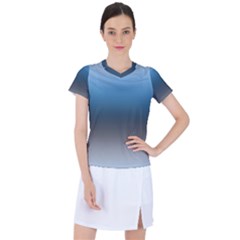 Sky Blue And Grey Color Gradient Ombre Women s Sports Top by SpinnyChairDesigns