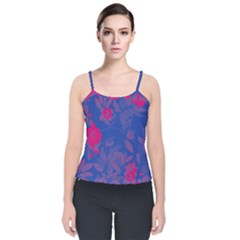 Bi Floral-pattern-background-1308 Velvet Spaghetti Strap Top by VernenInk