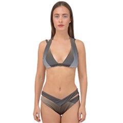 Brown And Grey Gradient Ombre Color Double Strap Halter Bikini Set by SpinnyChairDesigns