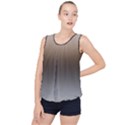 Brown and Grey Gradient Ombre Color Bubble Hem Chiffon Tank Top View1