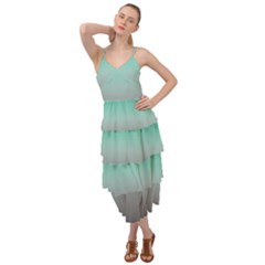 Teal Green And Grey Gradient Ombre Color Layered Bottom Dress by SpinnyChairDesigns