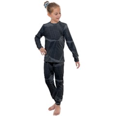 Black Tourmaline Stone Geometric Pattern Kids  Long Sleeve Set  by SpinnyChairDesigns