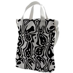 Black And White Abstract Stripe Pattern Canvas Messenger Bag