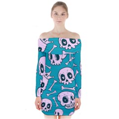 Skull Long Sleeve Off Shoulder Dress by Sobalvarro