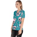 Skull Women s V-Neck Scrub Top View2