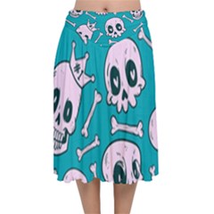 Skull Velvet Flared Midi Skirt by Sobalvarro