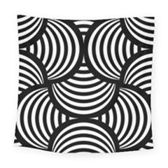 Abstract Black And White Shell Pattern Square Tapestry (large) by SpinnyChairDesigns