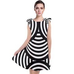 Abstract Black And White Shell Pattern Tie Up Tunic Dress by SpinnyChairDesigns