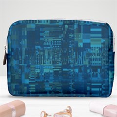 Blue Green Abstract Art Geometric Pattern Make Up Pouch (medium) by SpinnyChairDesigns