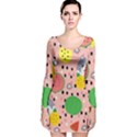 Cats and fruits  Long Sleeve Velvet Bodycon Dress View1