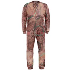 Tea Rose Pink And Brown Abstract Art Color Onepiece Jumpsuit (men)  by SpinnyChairDesigns