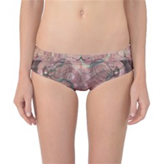 Tea Rose Pink And Brown Abstract Art Color Classic Bikini Bottoms by SpinnyChairDesigns