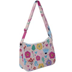 Tekstura-fon-tsvety-berries-flowers-pattern-seamless Zip Up Shoulder Bag by Sobalvarro