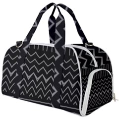 Black And White Minimalist Stripes  Burner Gym Duffel Bag by SpinnyChairDesigns