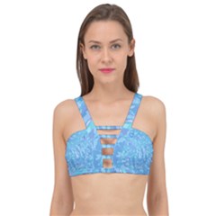 Light Blue Abstract Mosaic Art Color Cage Up Bikini Top by SpinnyChairDesigns