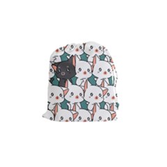 Seamless-cute-cat-pattern-vector Drawstring Pouch (small) by Sobalvarro