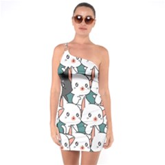 Seamless-cute-cat-pattern-vector One Soulder Bodycon Dress by Sobalvarro