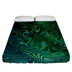 Emerald Green Blue Marbled Color Fitted Sheet (queen Size) by SpinnyChairDesigns