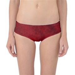 Scarlet Red Velvet Color Faux Texture Classic Bikini Bottoms by SpinnyChairDesigns