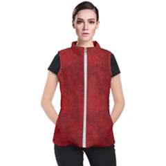 Scarlet Red Velvet Color Faux Texture Women s Puffer Vest by SpinnyChairDesigns