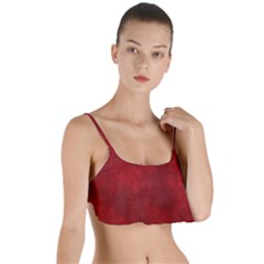 Scarlet Red Velvet Color Faux Texture Layered Top Bikini Top  by SpinnyChairDesigns