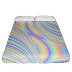 Pastel Color Stripes  Fitted Sheet (king Size) by SpinnyChairDesigns