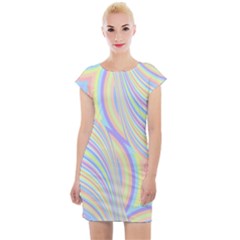 Pastel Color Stripes  Cap Sleeve Bodycon Dress by SpinnyChairDesigns