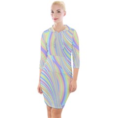 Pastel Color Stripes  Quarter Sleeve Hood Bodycon Dress by SpinnyChairDesigns