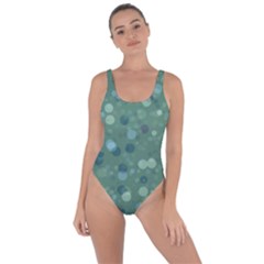 Green Color Polka Dots Pattern Bring Sexy Back Swimsuit by SpinnyChairDesigns