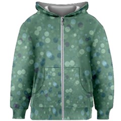 Green Color Polka Dots Pattern Kids  Zipper Hoodie Without Drawstring by SpinnyChairDesigns