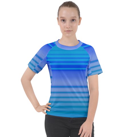 Blue Purple Color Stripes Ombre Women s Sport Raglan Tee by SpinnyChairDesigns