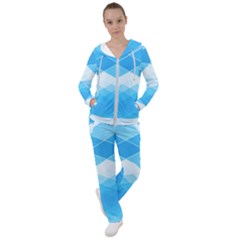 Light Blue And White Color Diamonds Women s Tracksuit